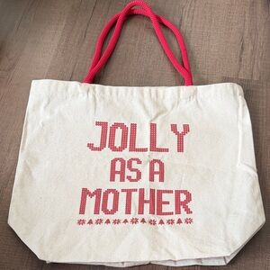 Jolly As A Mother Canvas Tote Bag with Red Handles + Fossil Coin Purse